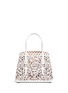 Detail View - Click To Enlarge - ALAÏA - 'Marguerite' floral lasercut metallic layered leather tote
