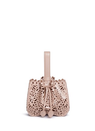 Detail View - Click To Enlarge - ALAÏA - 'Marguerite Double' small layered lasercut floral bucket bag