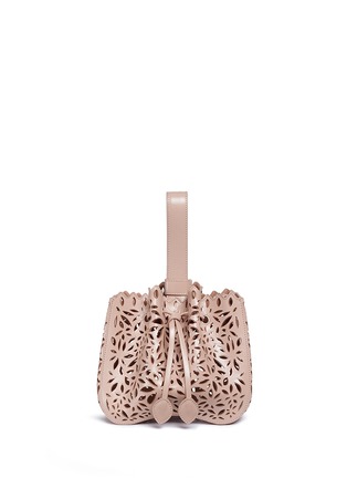 Main View - Click To Enlarge - ALAÏA - 'Marguerite Double' small layered lasercut floral bucket bag
