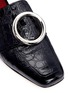 Detail View - Click To Enlarge - DORATEYMUR - 'Petro' round buckle croc embossed leather mules