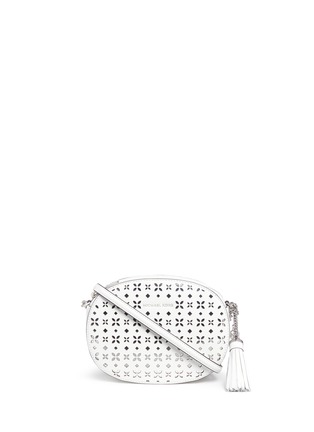 Main View - Click To Enlarge - MICHAEL KORS - 'Ginny' medium floral perforated leather crossbody bag