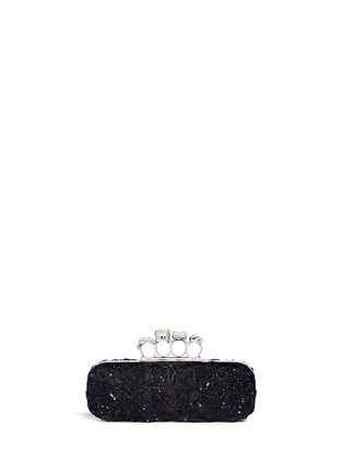 Detail View - Click To Enlarge - ALEXANDER MCQUEEN - Beaded bird and floral knuckle clutch