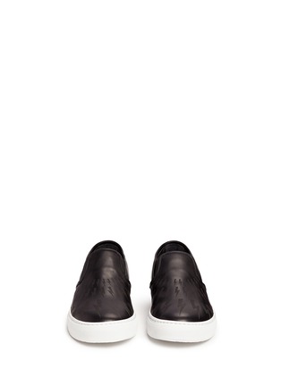 Front View - Click To Enlarge - NEIL BARRETT - 'Basketball Tatoo' thunderbolt leather slip-on sneakers