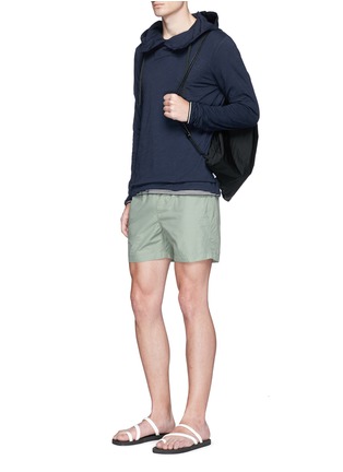 Figure View - Click To Enlarge - DANWARD - Poplin hood cotton-linen hoodie