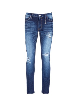 Main View - Click To Enlarge - FDMTL - 'Figure CS30' sashiko stitch ripped skinny jeans