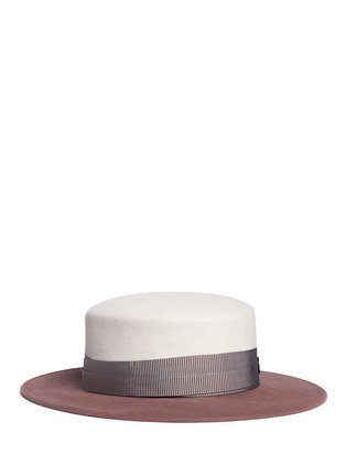 Main View - Click To Enlarge - MAISON MICHEL - 'Kiki' colourblock rabbit furfelt boater hat
