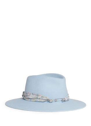 Main View - Click To Enlarge - MAISON MICHEL - 'Pierre' floral band rabbit furfelt fedora hat