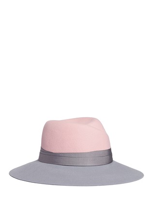 Main View - Click To Enlarge - MAISON MICHEL - 'Virginie' colourblock rabbit furfelt fedora hat