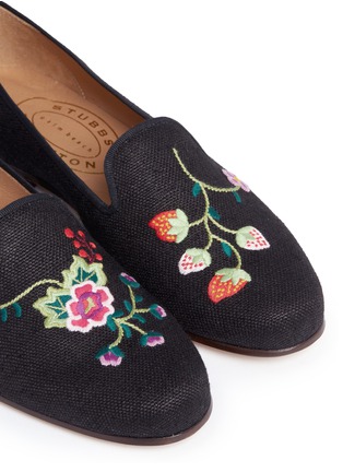Detail View - Click To Enlarge - STUBBS & WOOTTON - Orchard floral embroidered woven slip-ons