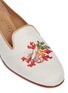 Detail View - Click To Enlarge - STUBBS & WOOTTON - Coral seashell embroidered woven slip-ons