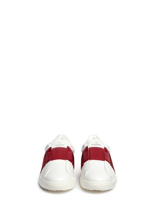 Front View - Click To Enlarge - VALENTINO GARAVANI - Open leather slip-on sneakers