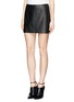 Front View - Click To Enlarge - THEORY - 'Keeta' lamb leather check embossed skirt