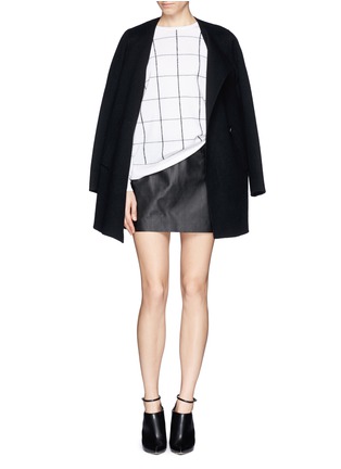 Figure View - Click To Enlarge - THEORY - 'Keeta' lamb leather check embossed skirt