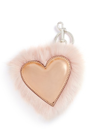 Main View - Click To Enlarge - STELLA MCCARTNEY - Faux fur trim metallic heart keychain