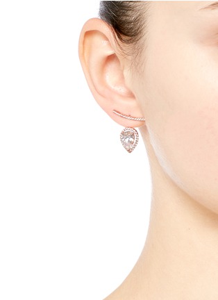Figure View - Click To Enlarge - CARAT* - 'Soma' pear cut gemstone rose gold jacket earrings