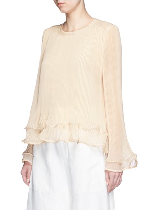 Front View - Click To Enlarge - CHLOÉ - Pleated georgette flare sleeve top