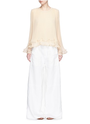 Figure View - Click To Enlarge - CHLOÉ - Pleated georgette flare sleeve top