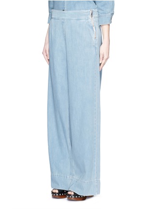 Front View - Click To Enlarge - CHLOÉ - Washed denim wide leg jeans