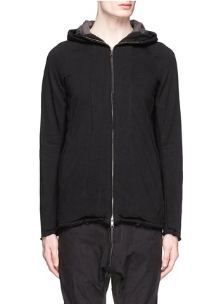 Main View - Click To Enlarge - THE VIRIDI-ANNE - Raw edge panelled zip hoodie