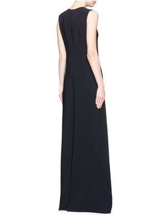 Back View - Click To Enlarge - STELLA MCCARTNEY - Brass brooch wide flare leg crepe jumpsuit
