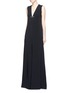 Front View - Click To Enlarge - STELLA MCCARTNEY - Brass brooch wide flare leg crepe jumpsuit