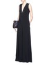 Figure View - Click To Enlarge - STELLA MCCARTNEY - Brass brooch wide flare leg crepe jumpsuit