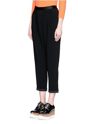 Front View - Click To Enlarge - STELLA MCCARTNEY - Dropped crotch satin trim cropped pants