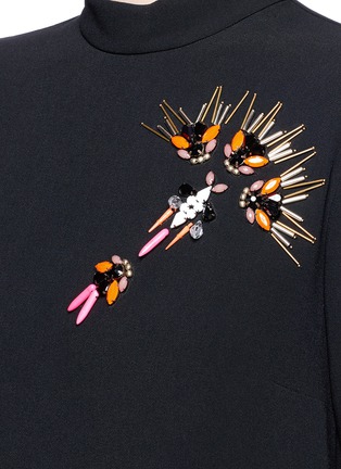 Detail View - Click To Enlarge - STELLA MCCARTNEY - Beaded embellishment high neck cady dress