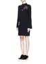Front View - Click To Enlarge - STELLA MCCARTNEY - Beaded embellishment high neck cady dress