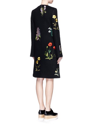 Back View - Click To Enlarge - STELLA MCCARTNEY - 'Nadia' floral embroidery felted wool blend coat