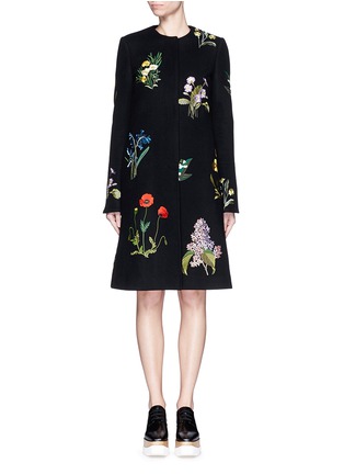 Main View - Click To Enlarge - STELLA MCCARTNEY - 'Nadia' floral embroidery felted wool blend coat