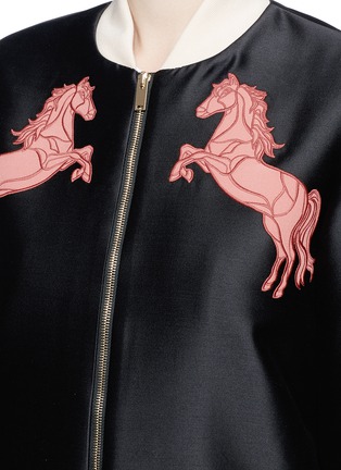 Detail View - Click To Enlarge - STELLA MCCARTNEY - 'Elgin' horse embroidery cotton-silk bomber jacket