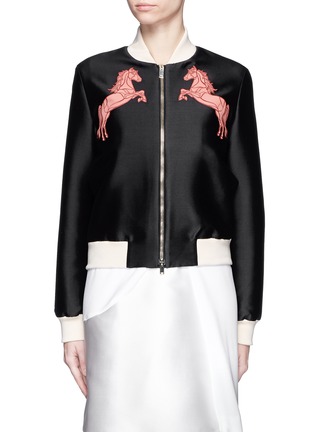 Main View - Click To Enlarge - STELLA MCCARTNEY - 'Elgin' horse embroidery cotton-silk bomber jacket