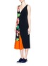 Front View - Click To Enlarge - STELLA MCCARTNEY - Poppy print colourblock cady dress