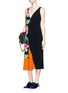 Figure View - Click To Enlarge - STELLA MCCARTNEY - Poppy print colourblock cady dress