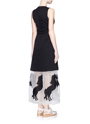 Back View - Click To Enlarge - STELLA MCCARTNEY - 'Selina' running horses embroidery organza crepe dress