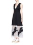 Figure View - Click To Enlarge - STELLA MCCARTNEY - 'Selina' running horses embroidery organza crepe dress