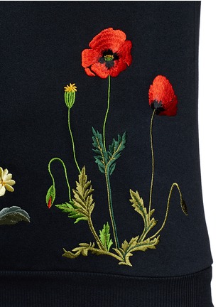 Detail View - Click To Enlarge - STELLA MCCARTNEY - Poppy print panel floral embroidery cotton sweatshirt