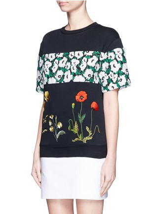 Front View - Click To Enlarge - STELLA MCCARTNEY - Poppy print panel floral embroidery cotton sweatshirt