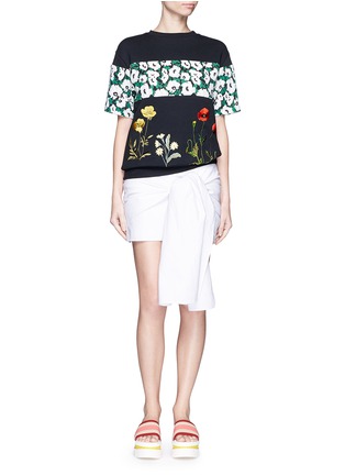 Figure View - Click To Enlarge - STELLA MCCARTNEY - Poppy print panel floral embroidery cotton sweatshirt