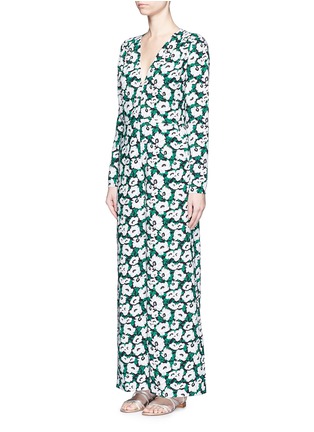 Front View - Click To Enlarge - STELLA MCCARTNEY - Poppy print silk jumpsuit