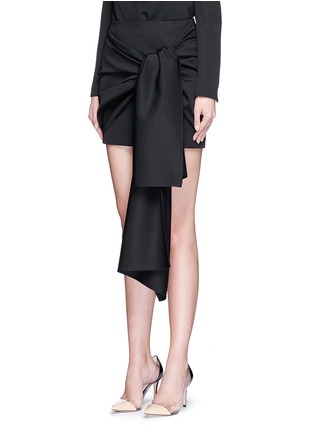 Front View - Click To Enlarge - STELLA MCCARTNEY - 'Peggy' sash tie tuxedo wool mini skirt
