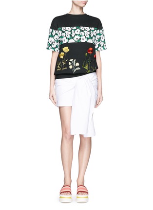 Figure View - Click To Enlarge - STELLA MCCARTNEY - Sash tie cotton piqué mini skirt