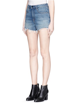 Front View - Click To Enlarge - T BY ALEXANDER WANG - 'Bite' frayed cuff denim shorts