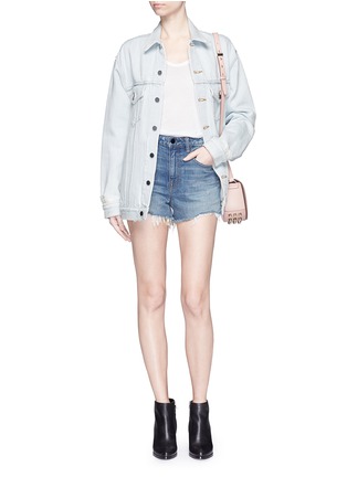 Figure View - Click To Enlarge - T BY ALEXANDER WANG - 'Bite' frayed cuff denim shorts