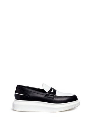 Main View - Click To Enlarge - ALEXANDER MCQUEEN - Contrast vamp leather penny loafers