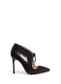 Main View - Click To Enlarge - CHELSEA PARIS - 'Izzy' leather trim suede tie front pumps