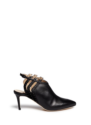 Main View - Click To Enlarge - CHELSEA PARIS - 'Rika' stud cut-out open heel leather booties