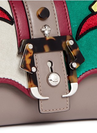 Detail View - Click To Enlarge - PAULA CADEMARTORI - 'Kate' colourblock bird embroidery leather crossbody bag