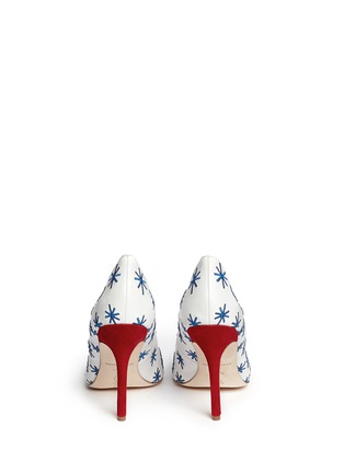 Back View - Click To Enlarge - ISA TAPIA - 'Estrella' star embroidery suede trim leather pumps